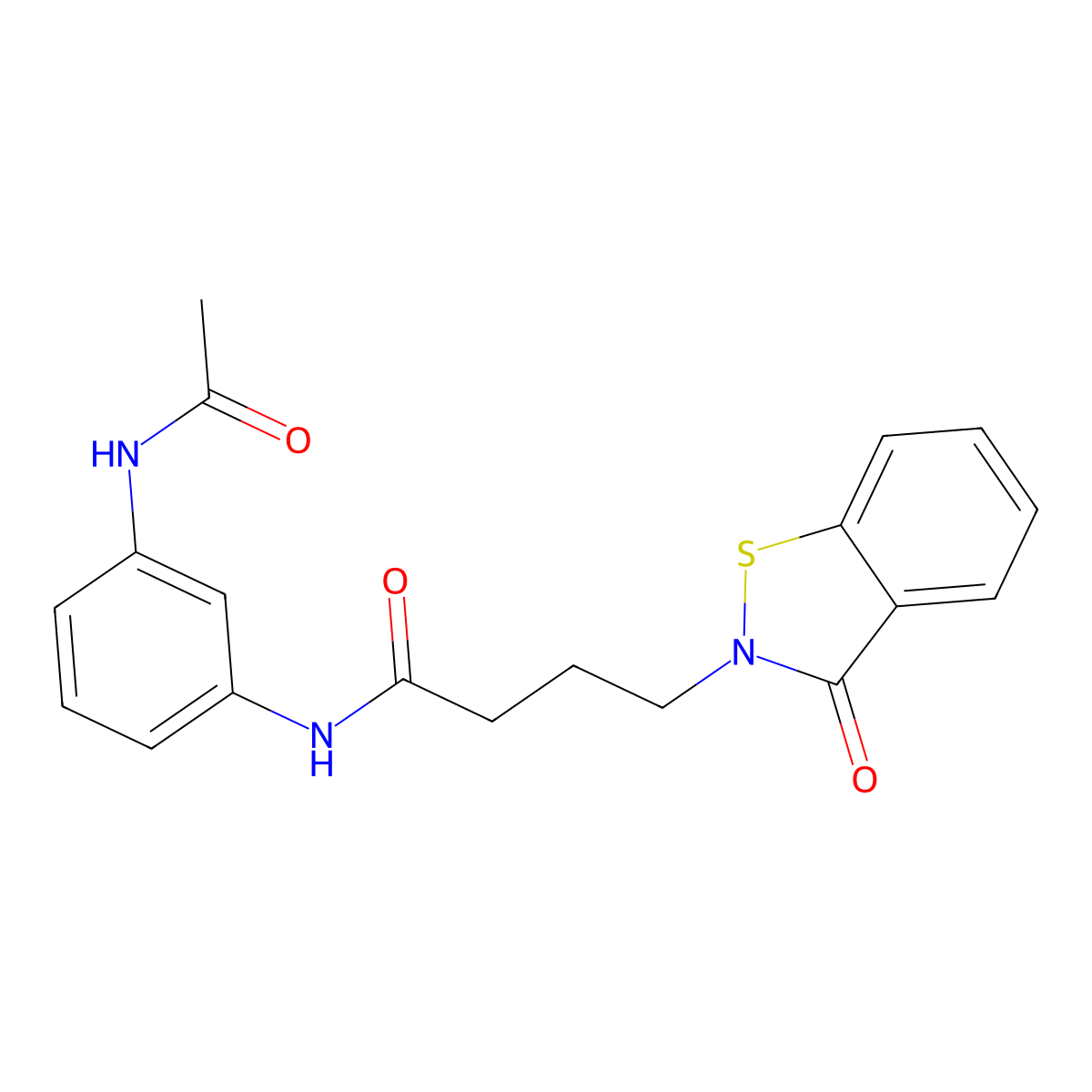 N-[3-(acetylamino)phenyl]-4-(3-oxo-1,2-benzothiazol-2(3H)-yl)butanamide molecular structure, CAS 1190277-11-2