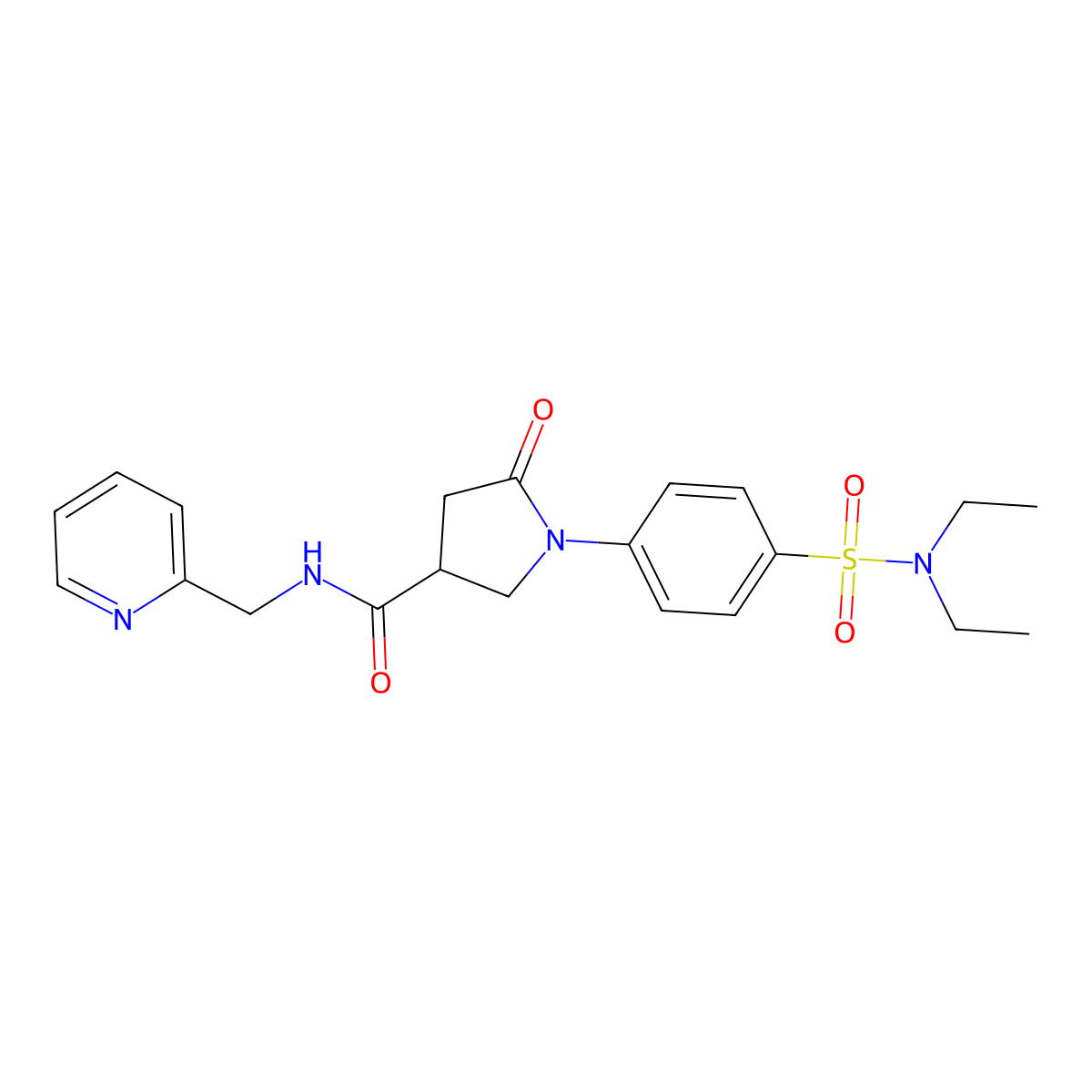 1-[4-(diethylsulfamoyl)phenyl]-5-oxo-N-(pyridin-2-ylmethyl)pyrrolidine-3-carboxamide molecular structure, CAS 1190277-36-1