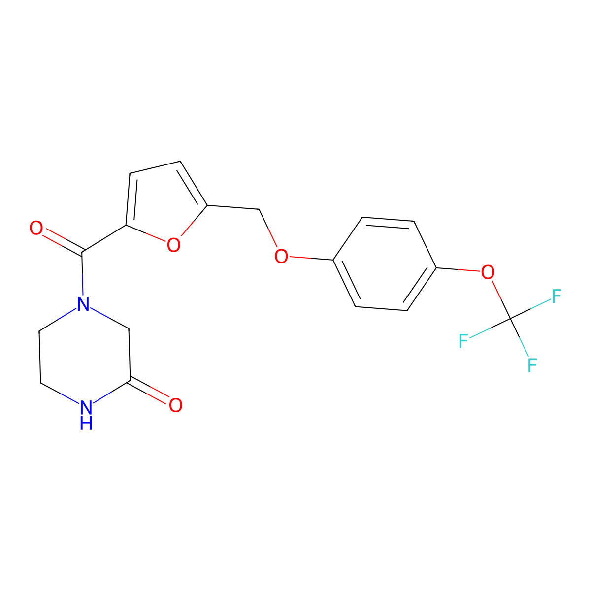 4-(5-((4-(Trifluoromethoxy)phenoxy)methyl)furan-2-carbonyl)piperazin-2-one molecular structure, CAS 1190277-37-2
