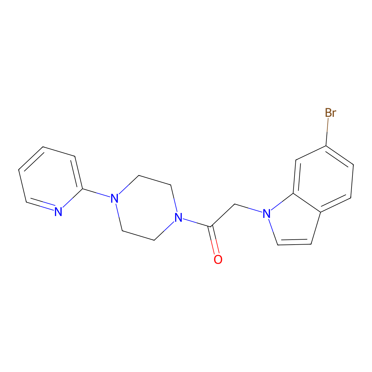 6-bromo-1-{2-oxo-2-[4-(2-pyridinyl)-1-piperazinyl]ethyl}-1H-indole molecular structure, CAS 1190277-38-3