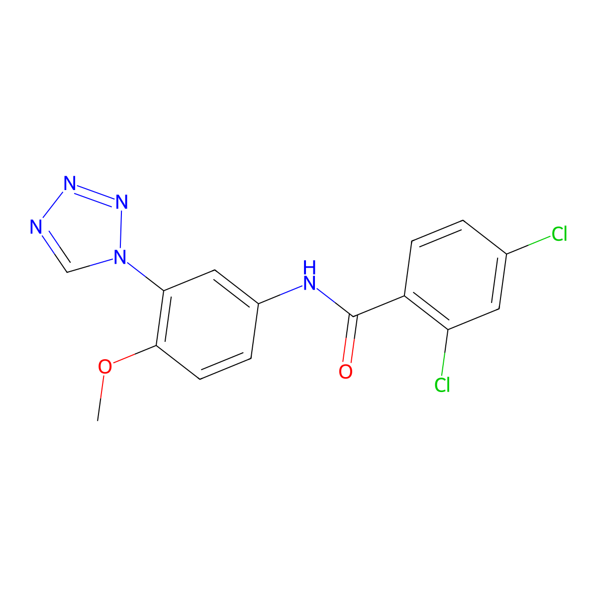 2,4-dichloro-N-[4-methoxy-3-(1H-tetrazol-1-yl)phenyl]benzamide molecular structure, CAS 1190277-47-4