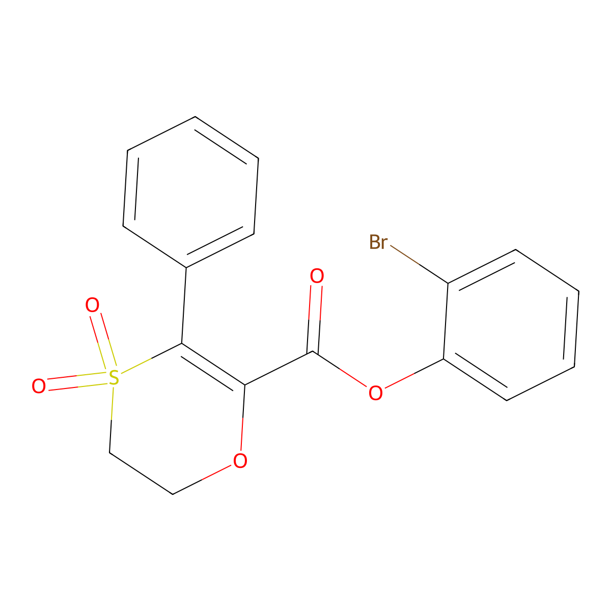 2-Bromophenyl 3-phenyl-5,6-dihydro-1,4-oxathiine-2-carboxylate 4,4-dioxide molecular structure, CAS 1190277-73-6