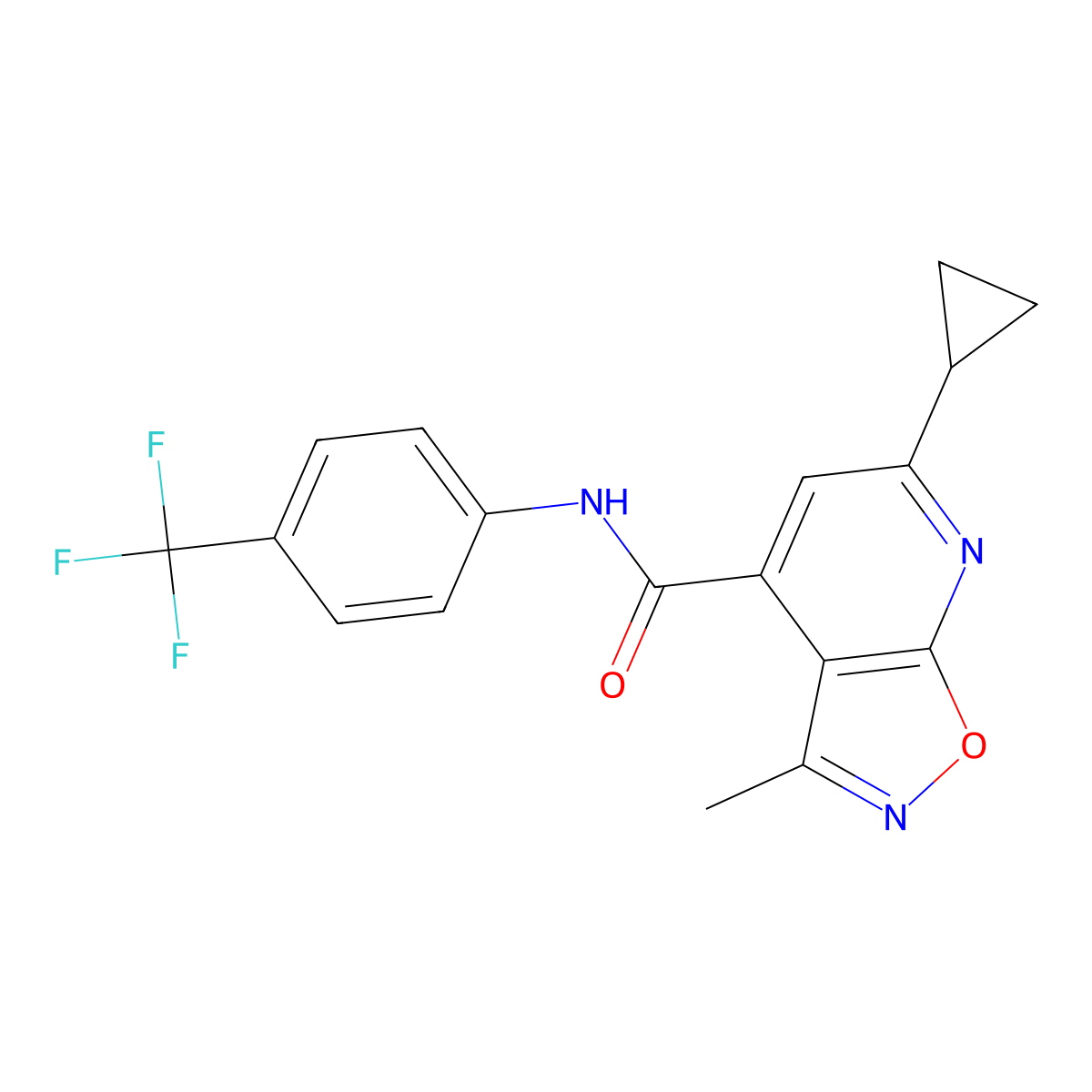 6-cyclopropyl-3-methyl-N-[4-(trifluoromethyl)phenyl][1,2]oxazolo[5,4-b]pyridine-4-carboxamide molecular structure, CAS 1190277-87-2