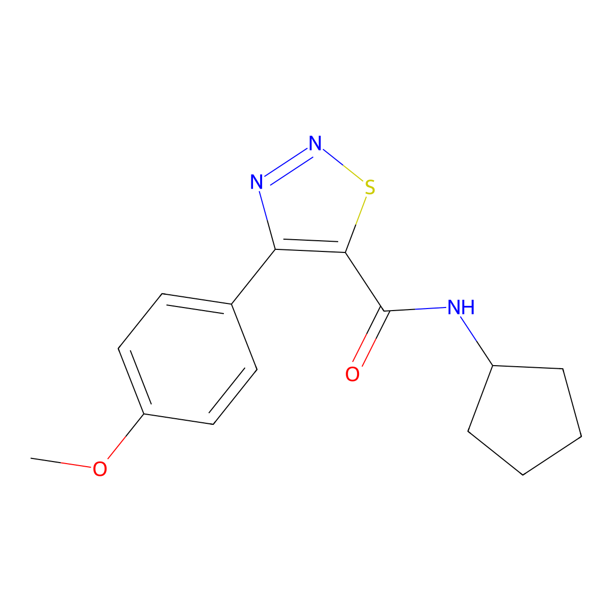N-cyclopentyl-4-(4-methoxyphenyl)-1,2,3-thiadiazole-5-carboxamide molecular structure, CAS 1190277-91-8