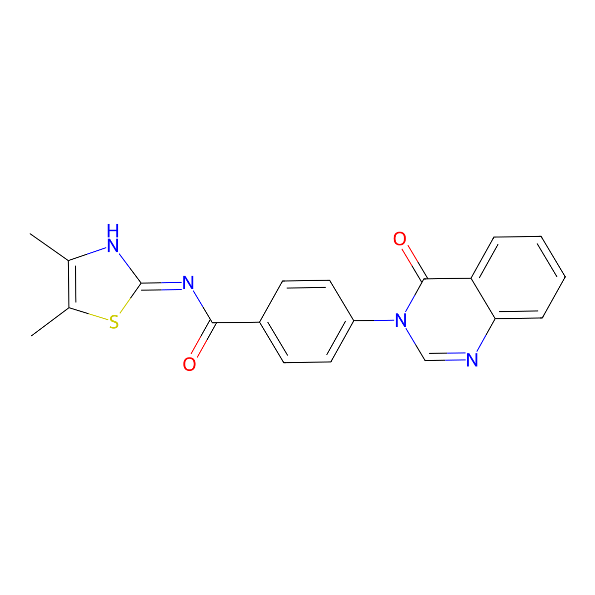N-[(2Z)-4,5-dimethyl-1,3-thiazol-2(3H)-ylidene]-4-(4-oxoquinazolin-3(4H)-yl)benzamide molecular structure, CAS 1190278-14-8