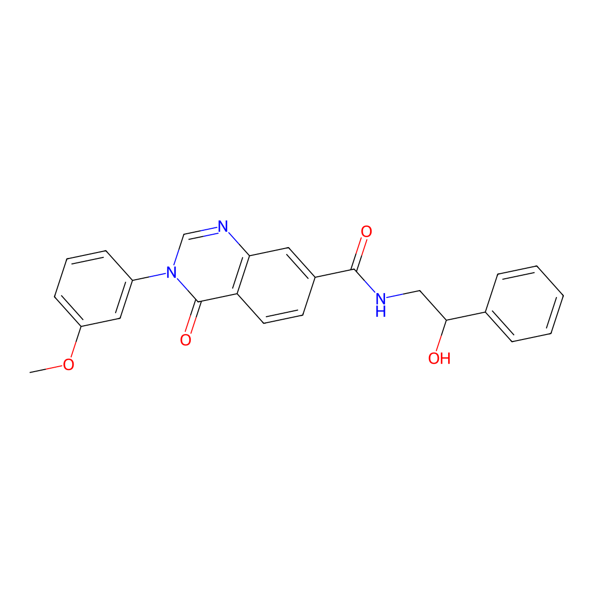 N-(2-hydroxy-2-phenylethyl)-3-(3-methoxyphenyl)-4-oxo-3,4-dihydroquinazoline-7-carboxamide molecular structure, CAS 1190278-20-6