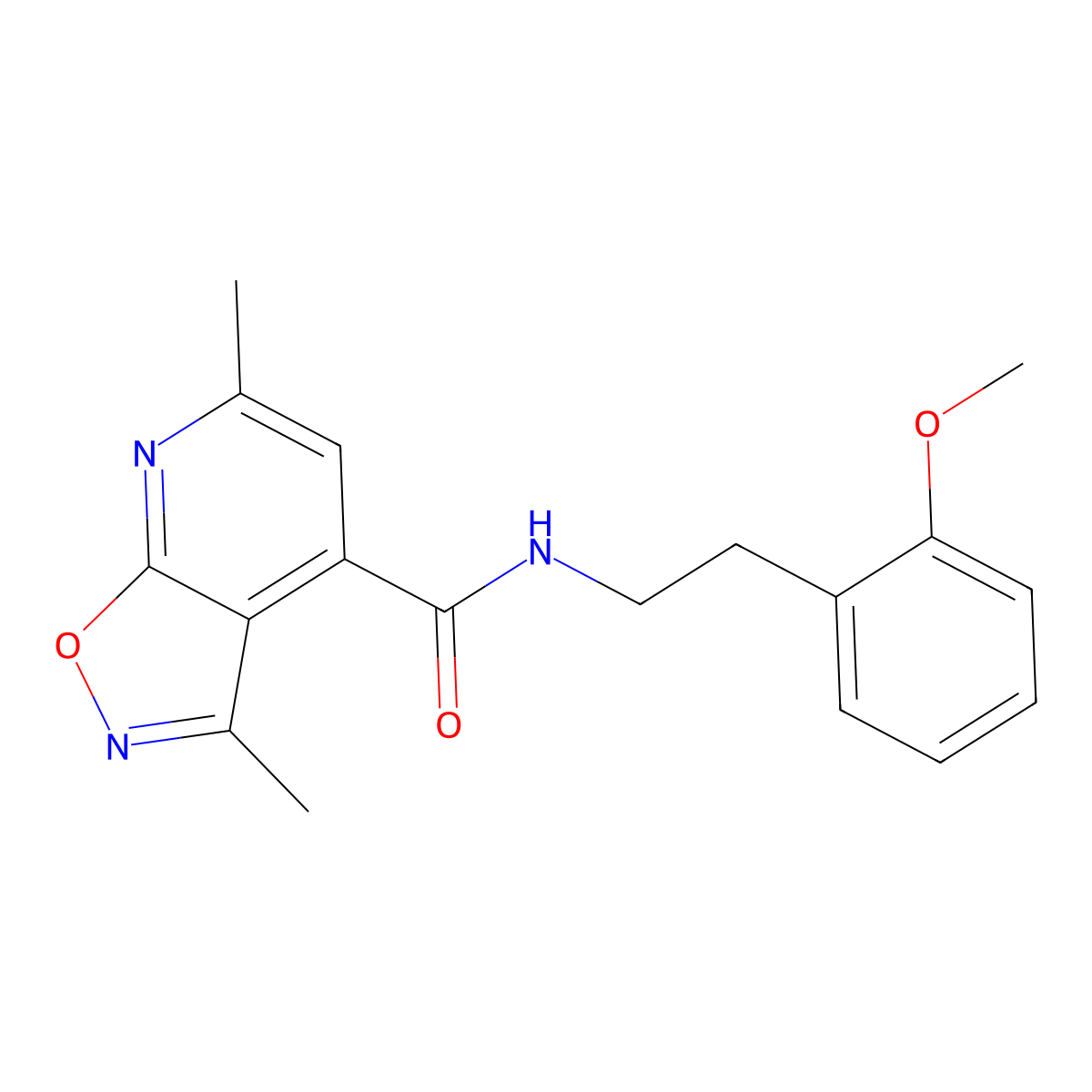 N-[2-(2-methoxyphenyl)ethyl]-3,6-dimethyl[1,2]oxazolo[5,4-b]pyridine-4-carboxamide molecular structure, CAS 1190278-24-0