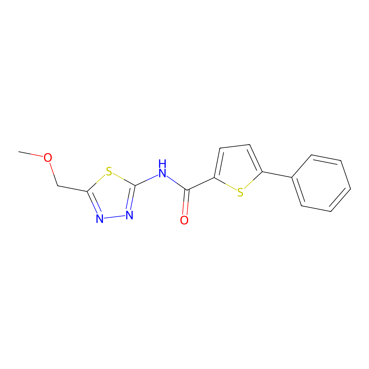 N-(5-(methoxymethyl)-1,3,4-thiadiazol-2-yl)-5-phenylthiophene-2-carboxamide molecular structure, CAS 1190278-25-1
