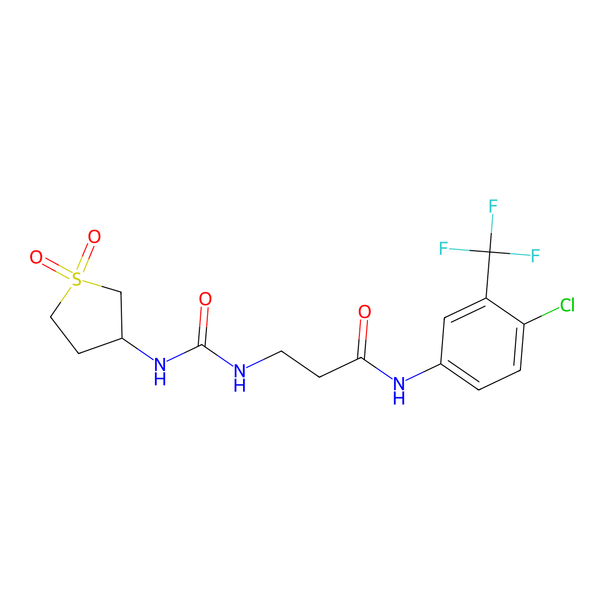 N-[4-chloro-3-(trifluoromethyl)phenyl]-N~3~-[(1,1-dioxidotetrahydrothiophen-3-yl)carbamoyl]-beta-alaninamide molecular structure, CAS 1190278-48-8