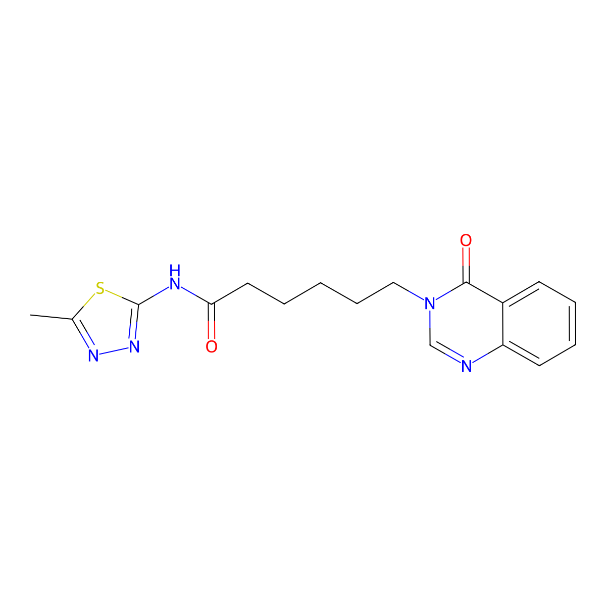 N-[(2E)-5-methyl-1,3,4-thiadiazol-2(3H)-ylidene]-6-(4-oxoquinazolin-3(4H)-yl)hexanamide molecular structure, CAS 1190278-50-2
