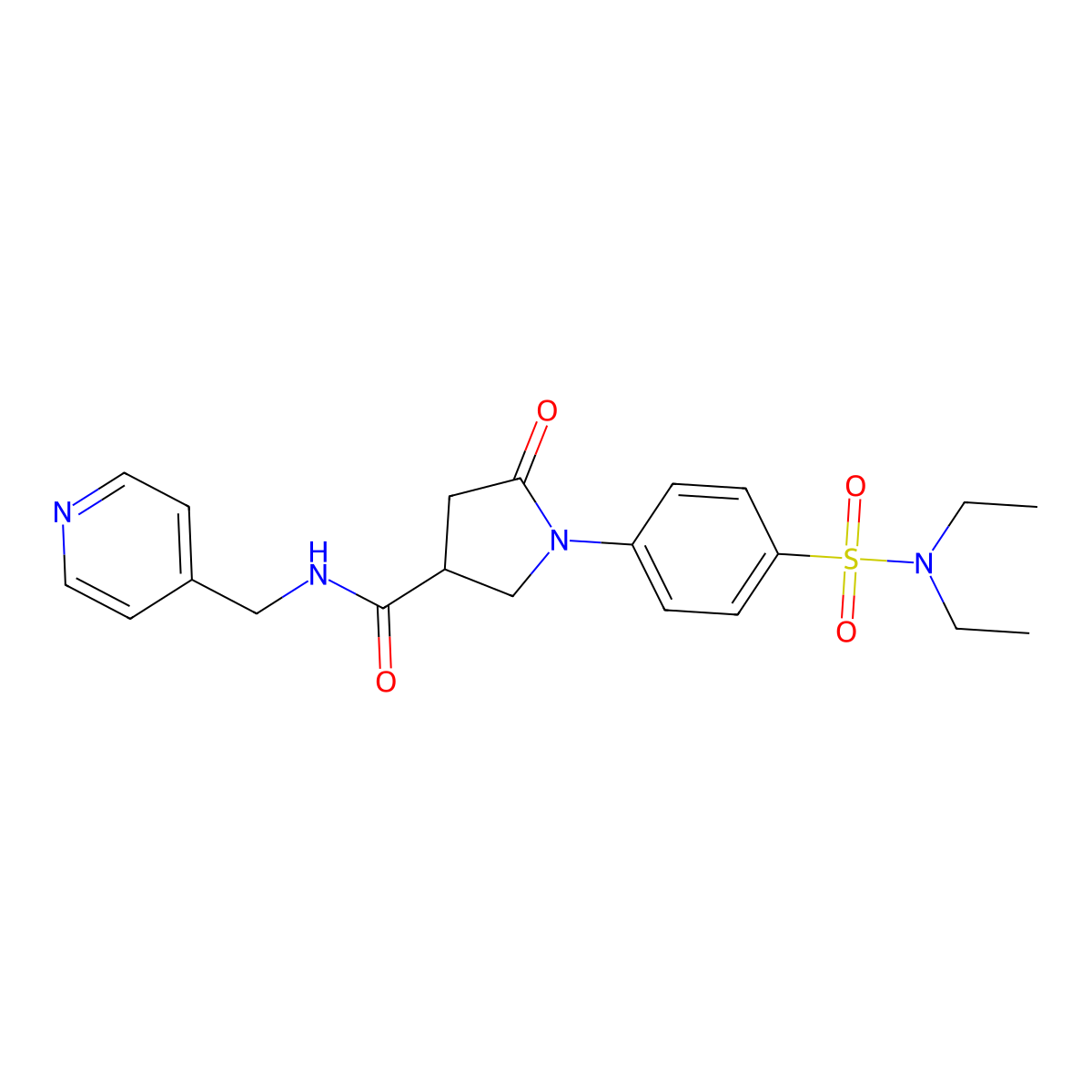 1-[4-(diethylsulfamoyl)phenyl]-5-oxo-N-(pyridin-4-ylmethyl)pyrrolidine-3-carboxamide molecular structure, CAS 1190278-54-6