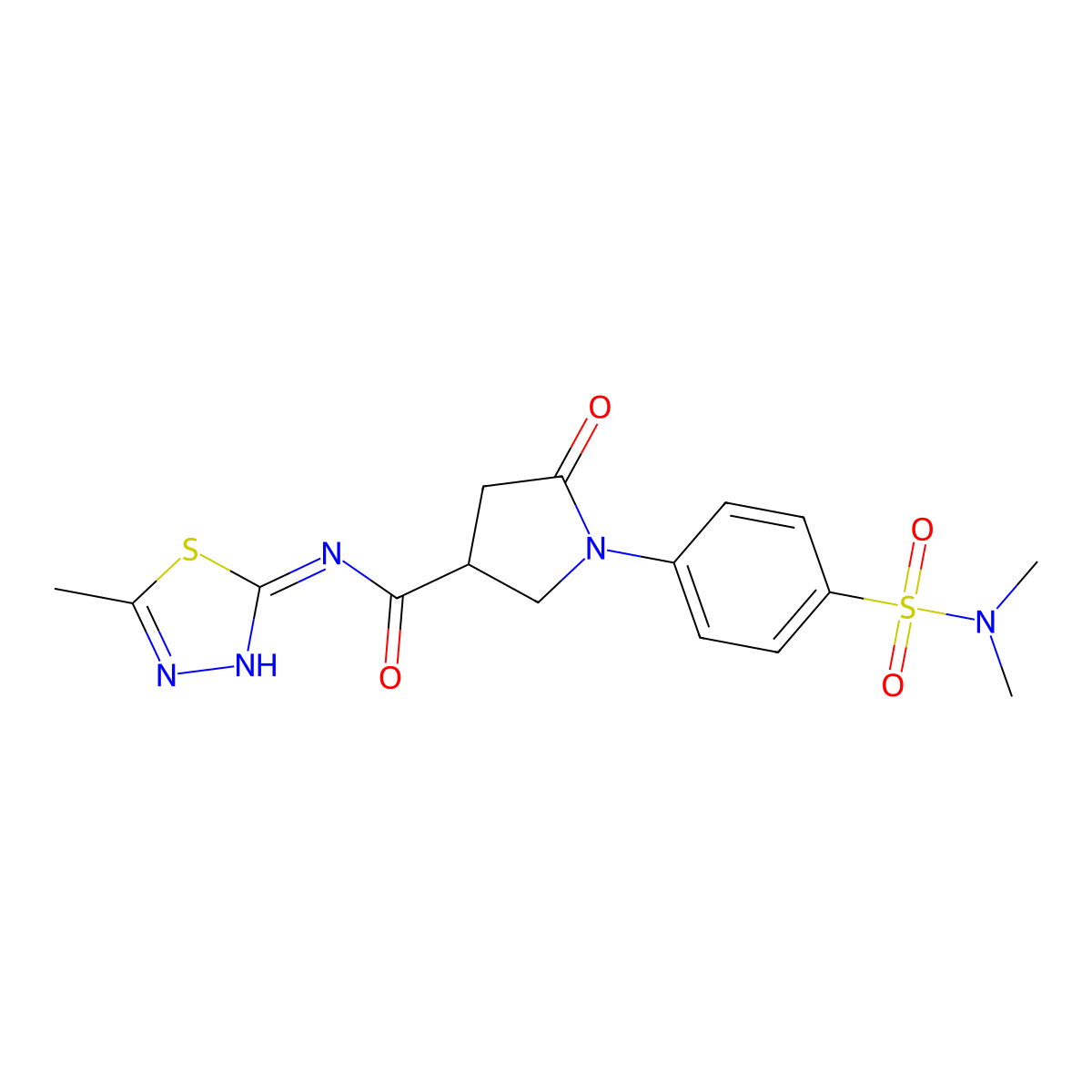 1-[4-(dimethylsulfamoyl)phenyl]-N-[(2E)-5-methyl-1,3,4-thiadiazol-2(3H)-ylidene]-5-oxopyrrolidine-3-carboxamide molecular structure, CAS 1190278-56-8