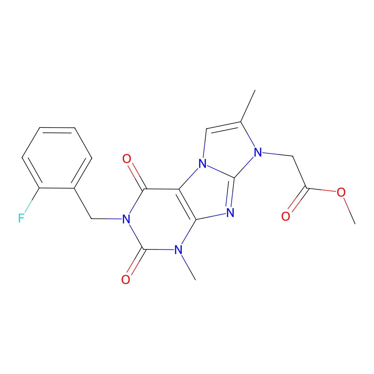 methyl 2-{3-[(2-fluorophenyl)methyl]-1,7-dimethyl-2,4-dioxo-1H,2H,3H,4H,8H-imidazo[1,2-g]purin-8-yl}acetate molecular structure, CAS 1190278-84-2