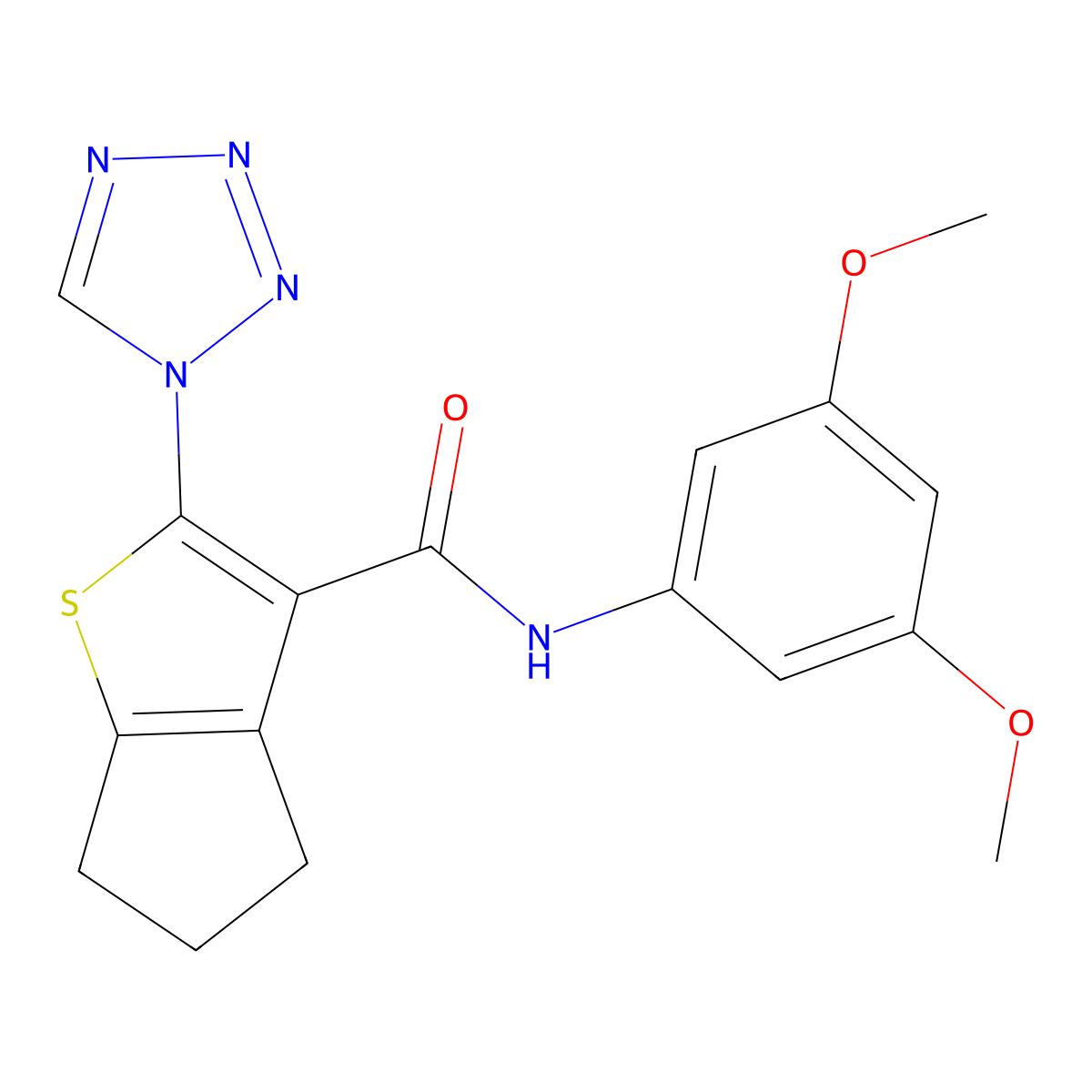 N-(3,5-dimethoxyphenyl)-2-(1H-tetrazol-1-yl)-5,6-dihydro-4H-cyclopenta[b]thiophene-3-carboxamide molecular structure, CAS 1190278-85-3
