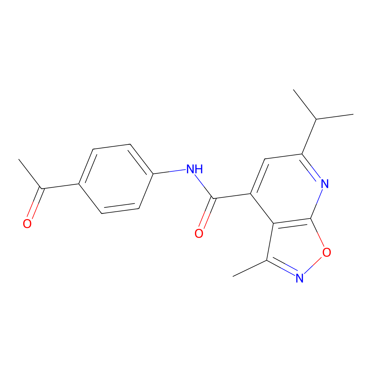 N-(4-acetylphenyl)-3-methyl-6-(propan-2-yl)[1,2]oxazolo[5,4-b]pyridine-4-carboxamide molecular structure, CAS 1190278-94-4