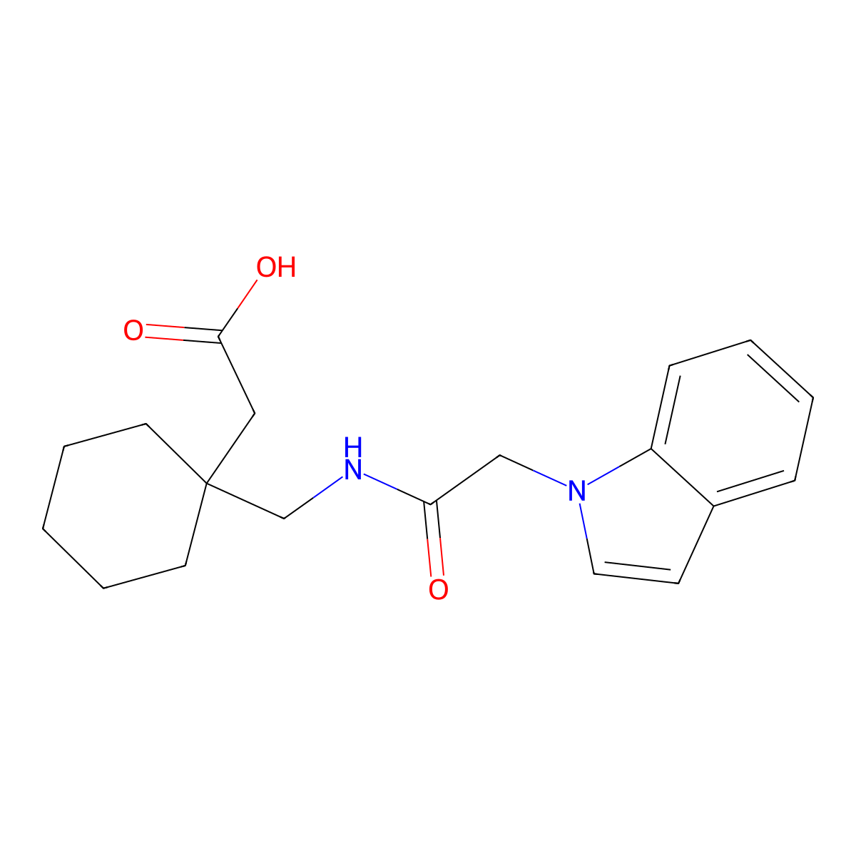 (1-{[(1H-indol-1-ylacetyl)amino]methyl}cyclohexyl)acetic acid molecular structure, CAS 1190279-03-8