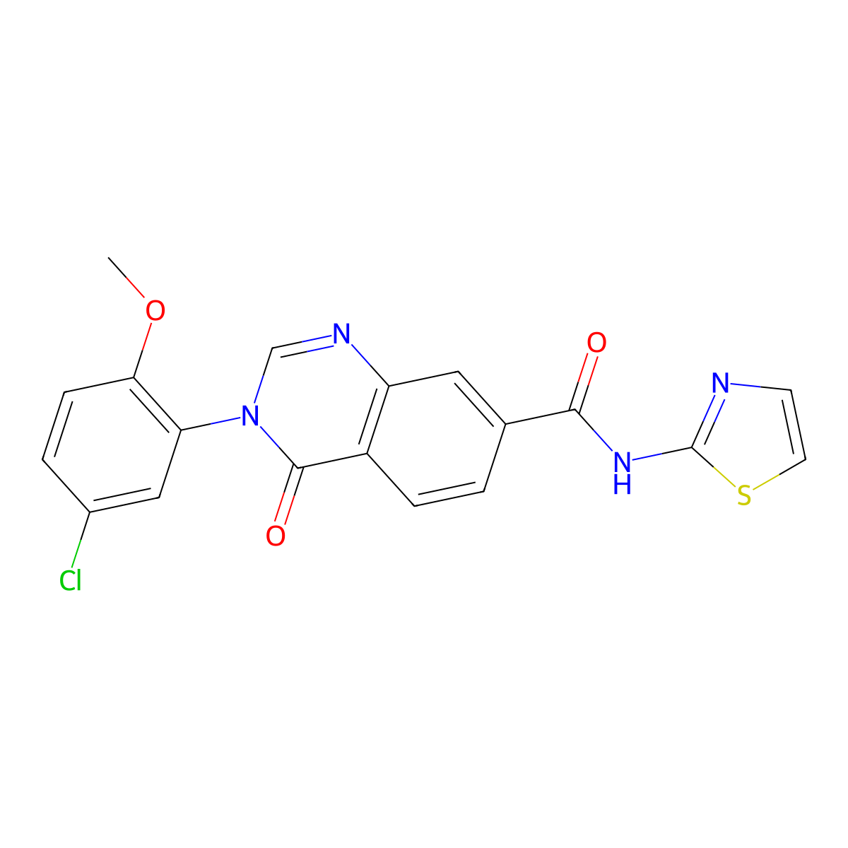 3-(5-chloro-2-methoxyphenyl)-4-oxo-N-(1,3-thiazol-2-yl)-3,4-dihydroquinazoline-7-carboxamide molecular structure, CAS 1190279-05-0