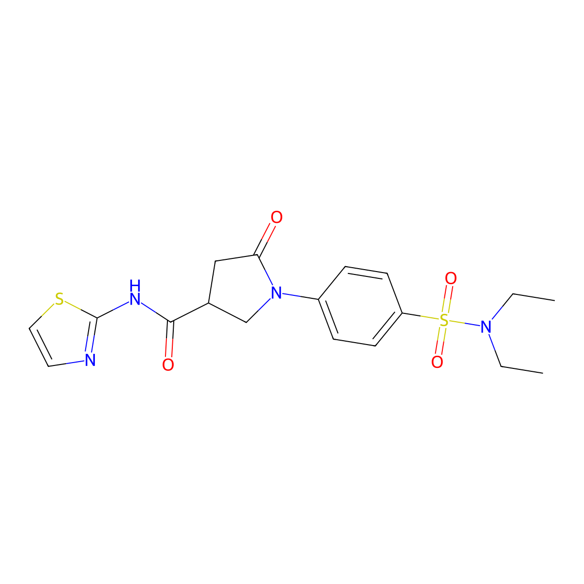 1-[4-(diethylsulfamoyl)phenyl]-5-oxo-N-(1,3-thiazol-2-yl)pyrrolidine-3-carboxamide molecular structure, CAS 1190279-13-0