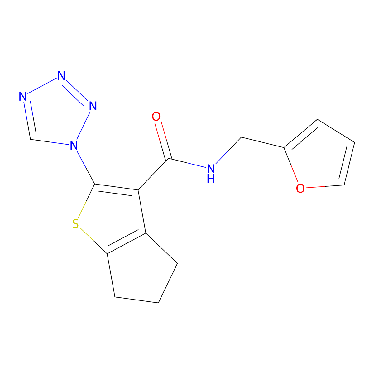 N-(furan-2-ylmethyl)-2-(1H-tetrazol-1-yl)-5,6-dihydro-4H-cyclopenta[b]thiophene-3-carboxamide molecular structure, CAS 1190279-21-0