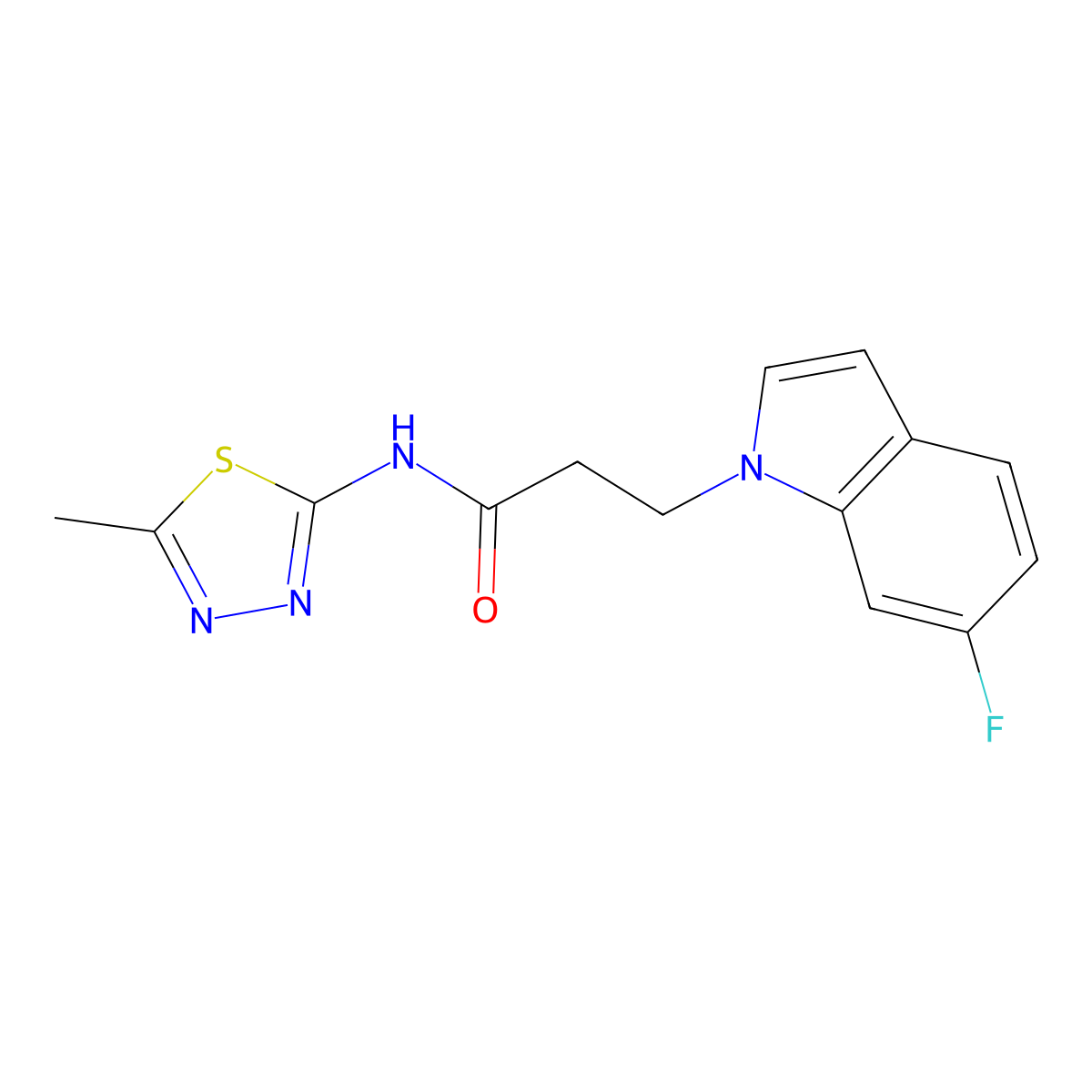 3-(6-fluoro-1H-indol-1-yl)-N-(5-methyl-1,3,4-thiadiazol-2-yl)propanamide molecular structure, CAS 1190279-23-2