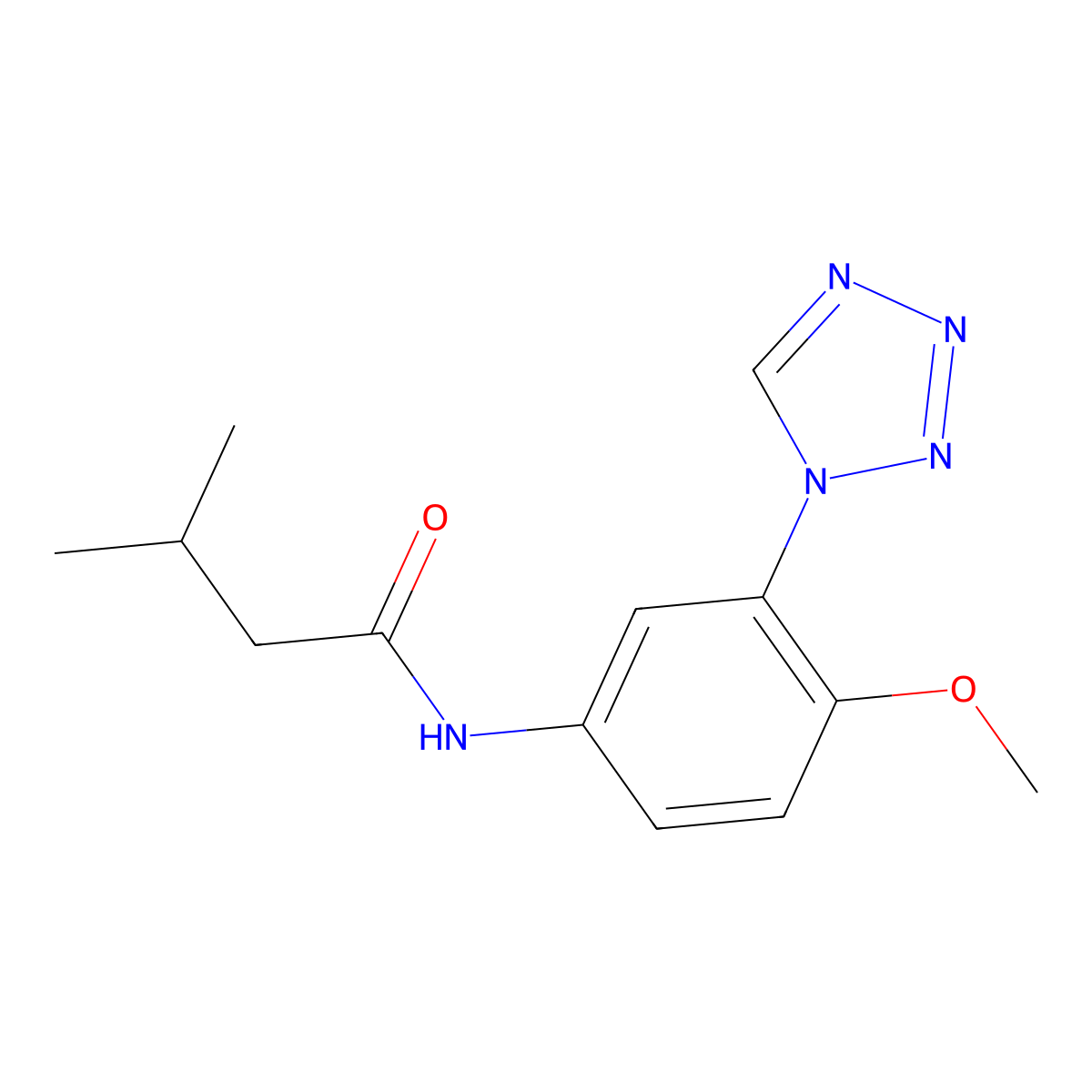 N-[4-methoxy-3-(1H-tetrazol-1-yl)phenyl]-3-methylbutanamide molecular structure, CAS 1190279-25-4