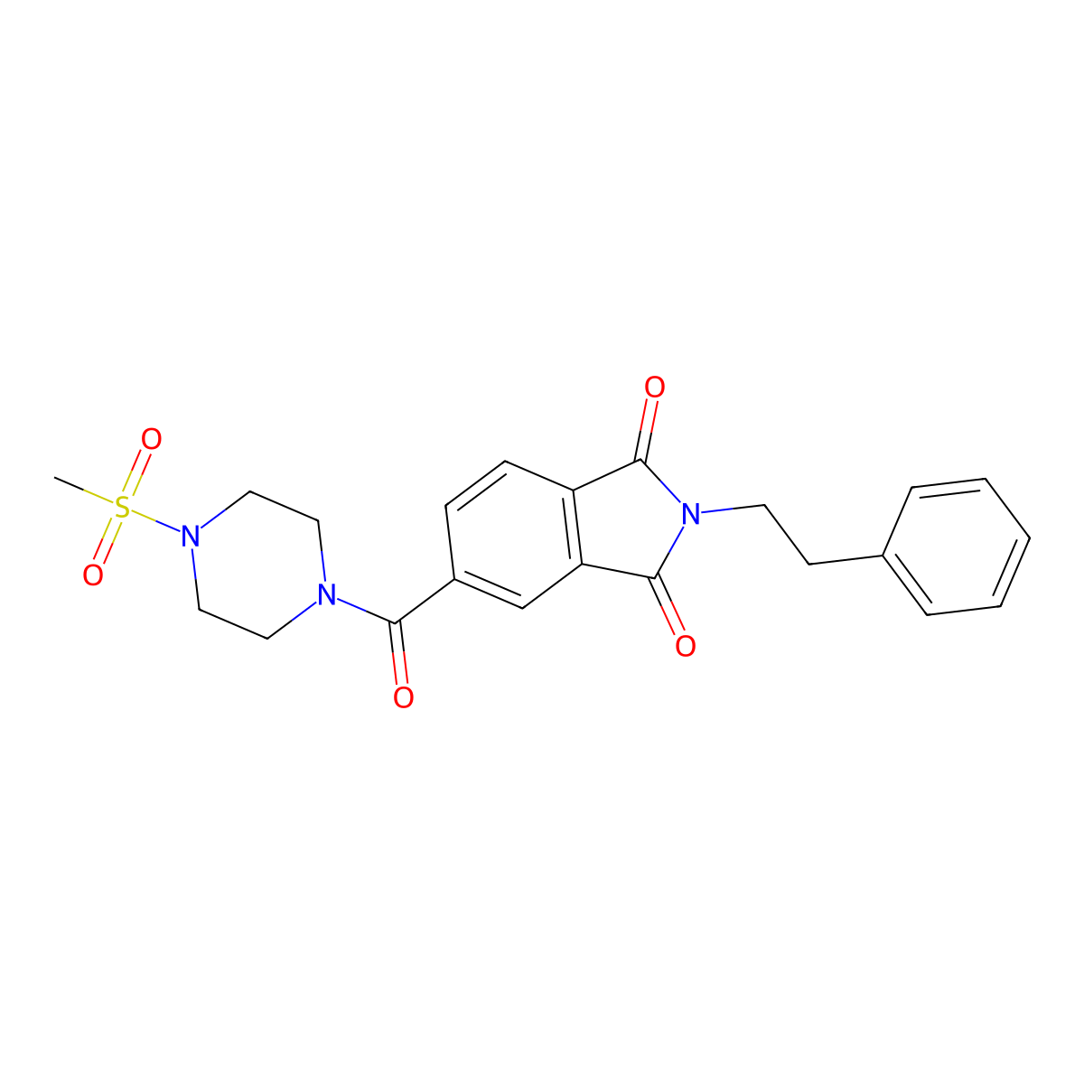 5-{[4-(methylsulfonyl)piperazin-1-yl]carbonyl}-2-(2-phenylethyl)-1H-isoindole-1,3(2H)-dione molecular structure, CAS 1190279-37-8