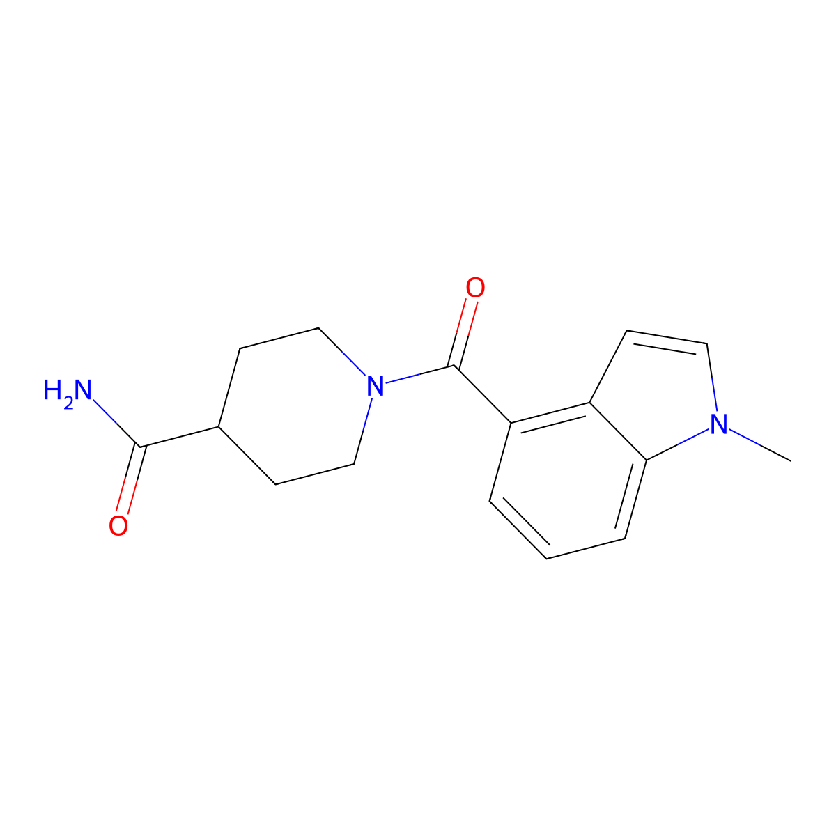 1-[(1-methyl-1H-indol-4-yl)carbonyl]piperidine-4-carboxamide molecular structure, CAS 1190279-40-3