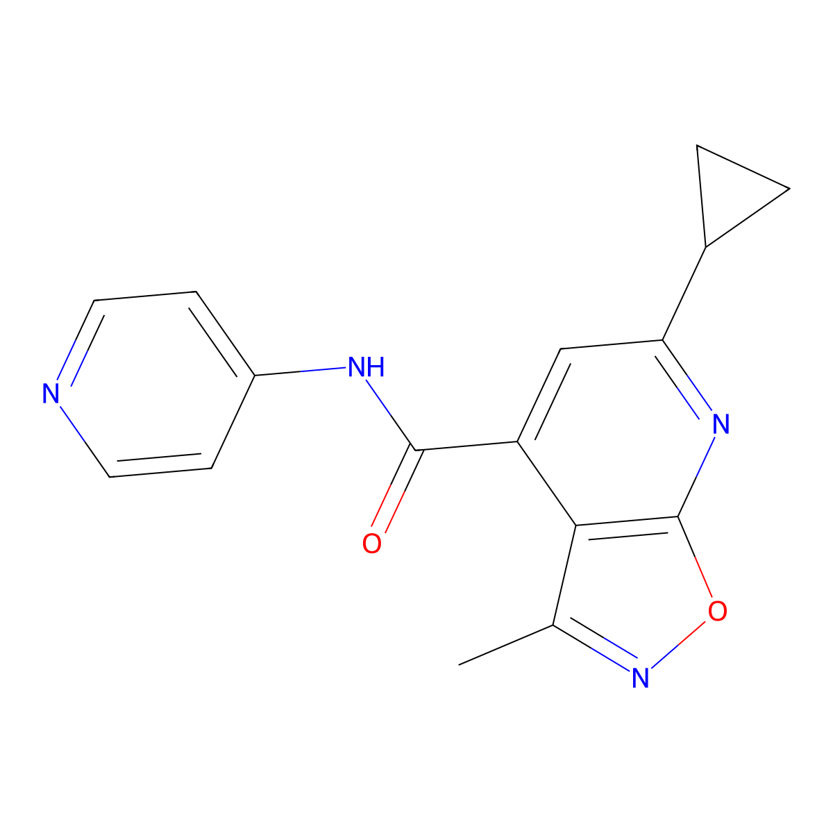 6-cyclopropyl-3-methyl-N-(pyridin-4-yl)[1,2]oxazolo[5,4-b]pyridine-4-carboxamide molecular structure, CAS 1190279-41-4