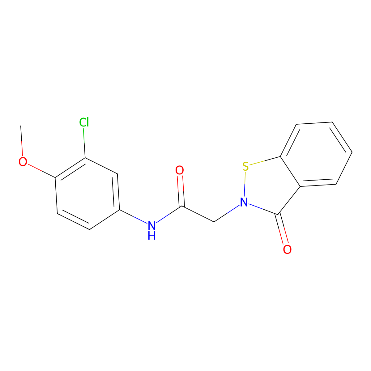 N-(3-chloro-4-methoxyphenyl)-2-(3-oxo-1,2-benzothiazol-2(3H)-yl)acetamide molecular structure, CAS 1190279-57-2