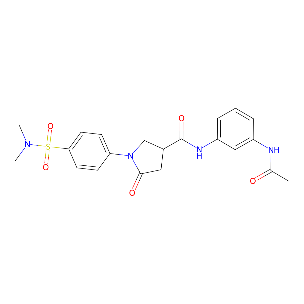 N-[3-(acetylamino)phenyl]-1-[4-(dimethylsulfamoyl)phenyl]-5-oxopyrrolidine-3-carboxamide molecular structure, CAS 1190279-59-4
