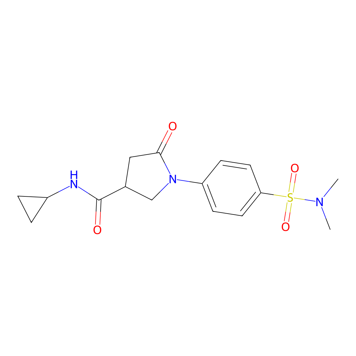 N-cyclopropyl-1-[4-(dimethylsulfamoyl)phenyl]-5-oxopyrrolidine-3-carboxamide molecular structure, CAS 1190279-61-8