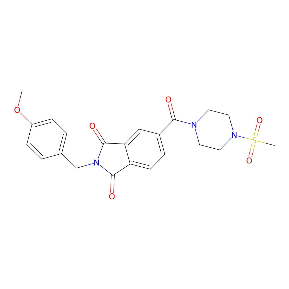 2-(4-methoxybenzyl)-5-{[4-(methylsulfonyl)piperazin-1-yl]carbonyl}-1H-isoindole-1,3(2H)-dione molecular structure, CAS 1190279-64-1