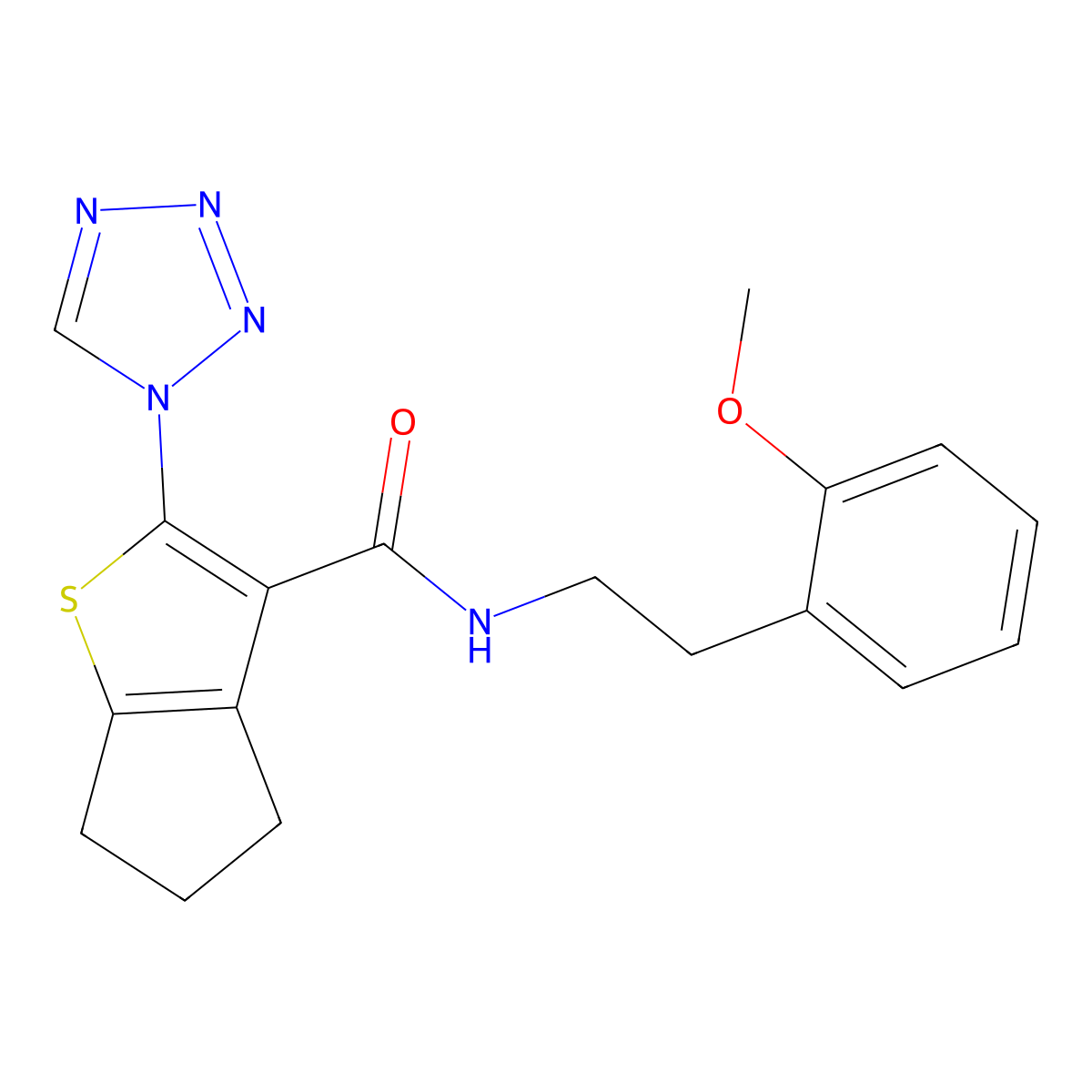 N-[2-(2-methoxyphenyl)ethyl]-2-(1H-tetrazol-1-yl)-5,6-dihydro-4H-cyclopenta[b]thiophene-3-carboxamide molecular structure, CAS 1190279-71-0