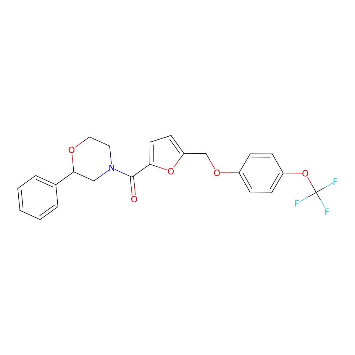 2-Phenyl-4-(5-{[4-(trifluoromethoxy)phenoxy]methyl}-2-furoyl)morpholine molecular structure, CAS 1190279-73-2