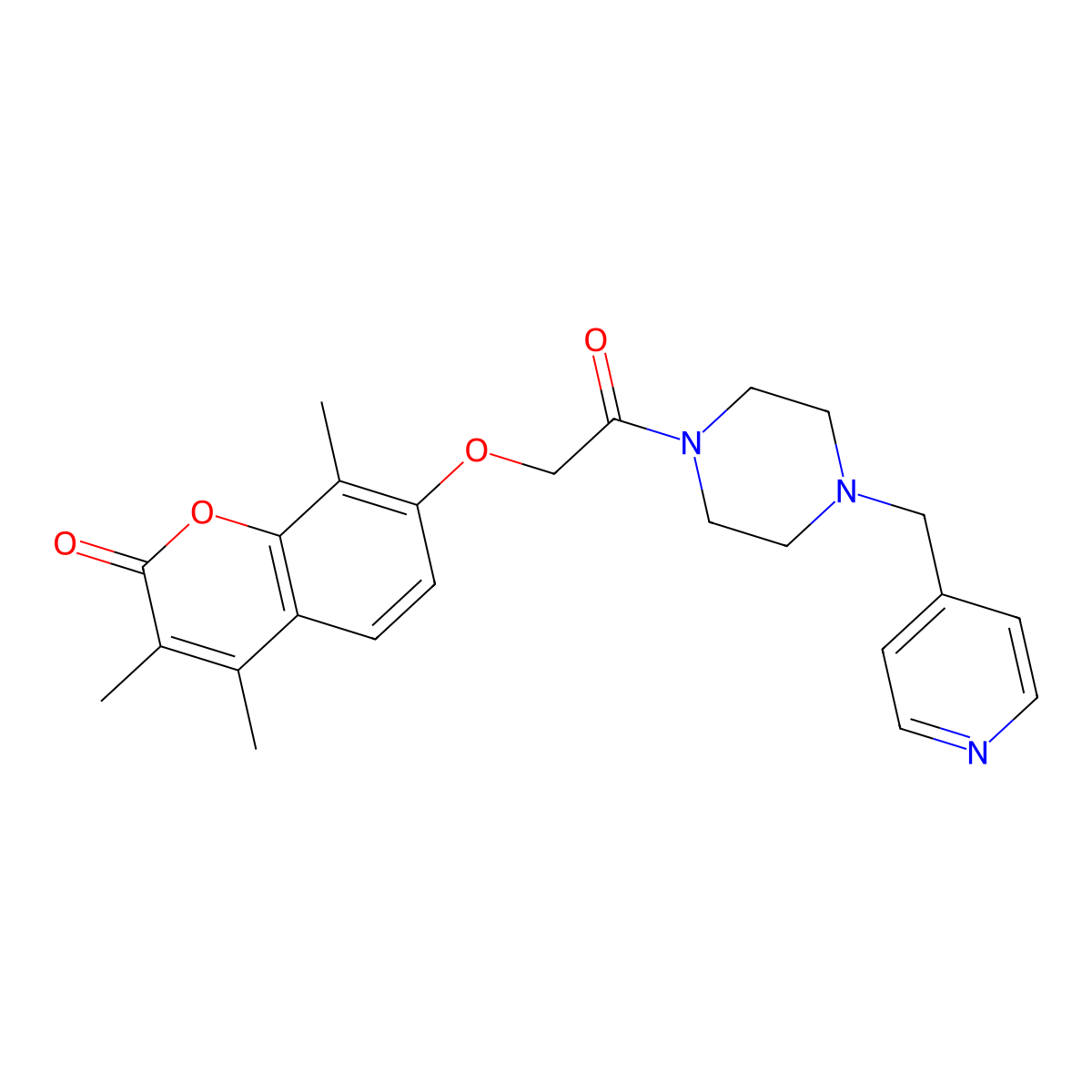 3,4,8-trimethyl-7-{2-oxo-2-[4-(4-pyridinylmethyl)-1-piperazinyl]ethoxy}-2H-chromen-2-one molecular structure, CAS 1190279-90-3