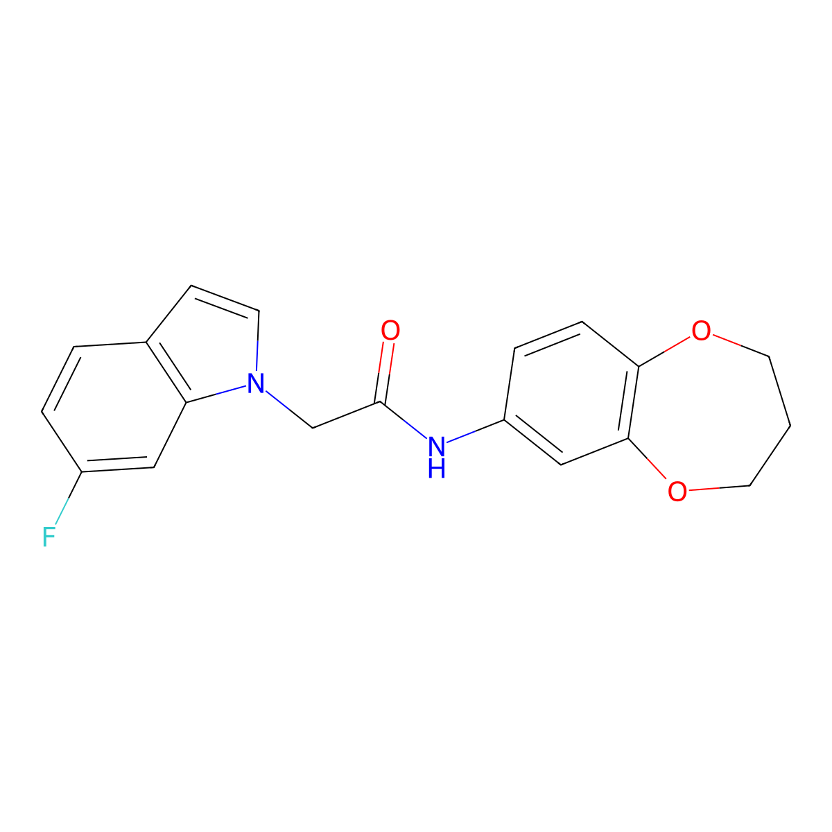 N-(3,4-dihydro-2H-1,5-benzodioxepin-7-yl)-2-(6-fluoro-1H-indol-1-yl)acetamide molecular structure, CAS 1190279-93-6