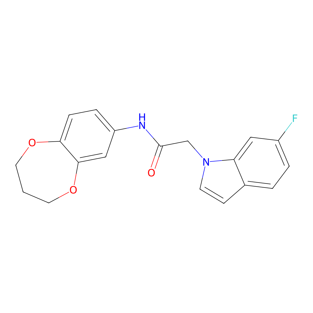 N-(3,4-dihydro-2H-1,5-benzodioxepin-7-yl)-2-(6-fluoro-1H-indol-1-yl)acetamide molecular structure, CAS 1190279-93-6