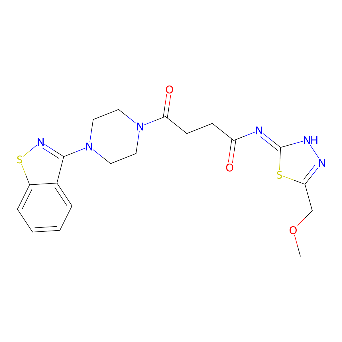 4-[4-(1,2-benzothiazol-3-yl)piperazin-1-yl]-N-[(2Z)-5-(methoxymethyl)-1,3,4-thiadiazol-2(3H)-ylidene]-4-oxobutanamide molecular structure, CAS 1190279-95-8