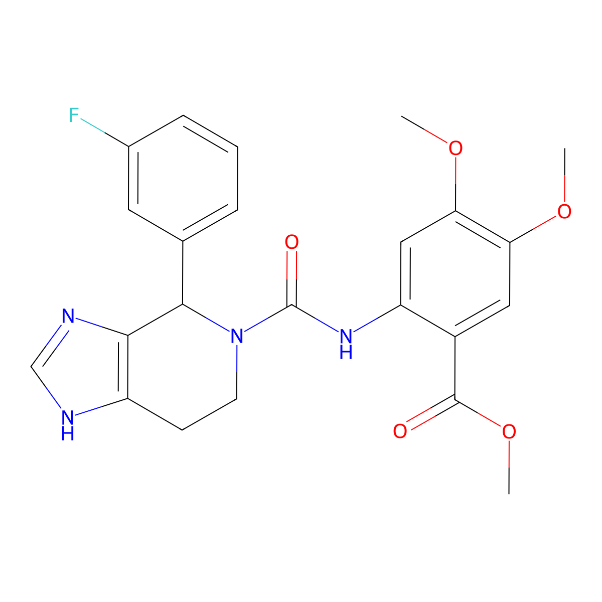 methyl 2-({[4-(3-fluorophenyl)-1,4,6,7-tetrahydro-5H-imidazo[4,5-c]pyridin-5-yl]carbonyl}amino)-4,5-dimethoxybenzoate molecular structure, CAS 1190279-96-9