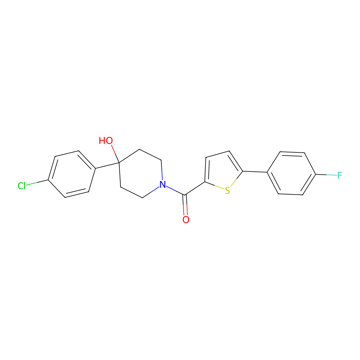 4-(4-Chlorophenyl)-1-{[5-(4-fluorophenyl)-2-thienyl]carbonyl}-4-piperidinol molecular structure, CAS 1190280-04-6