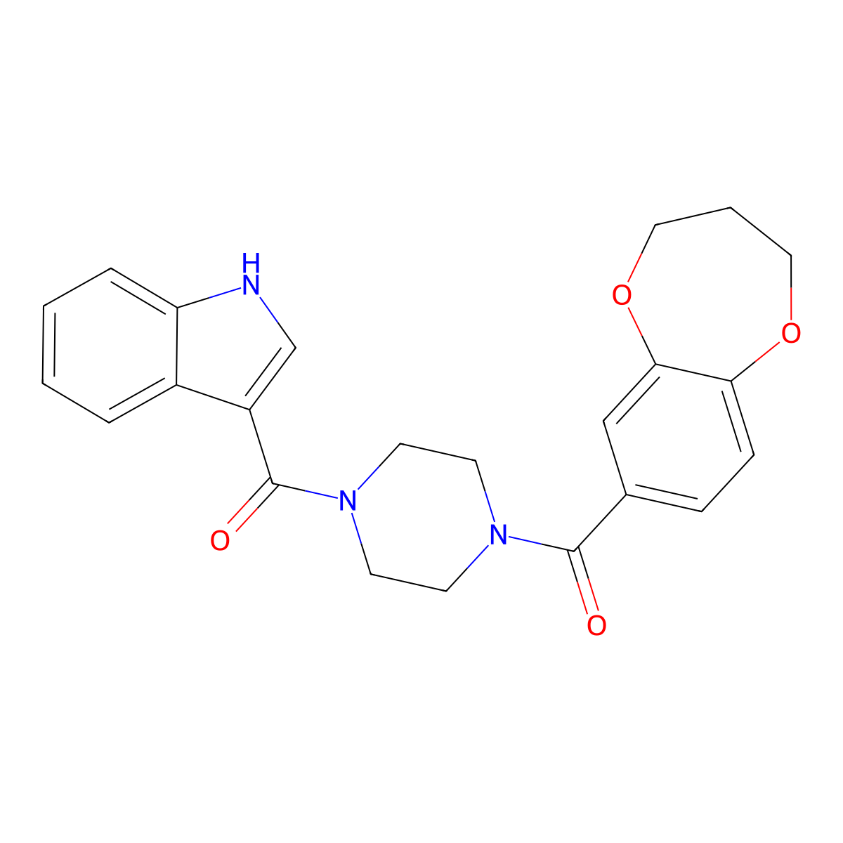 3,4-dihydro-2H-1,5-benzodioxepin-7-yl[4-(1H-indol-3-ylcarbonyl)piperazin-1-yl]methanone molecular structure, CAS 1190280-27-3