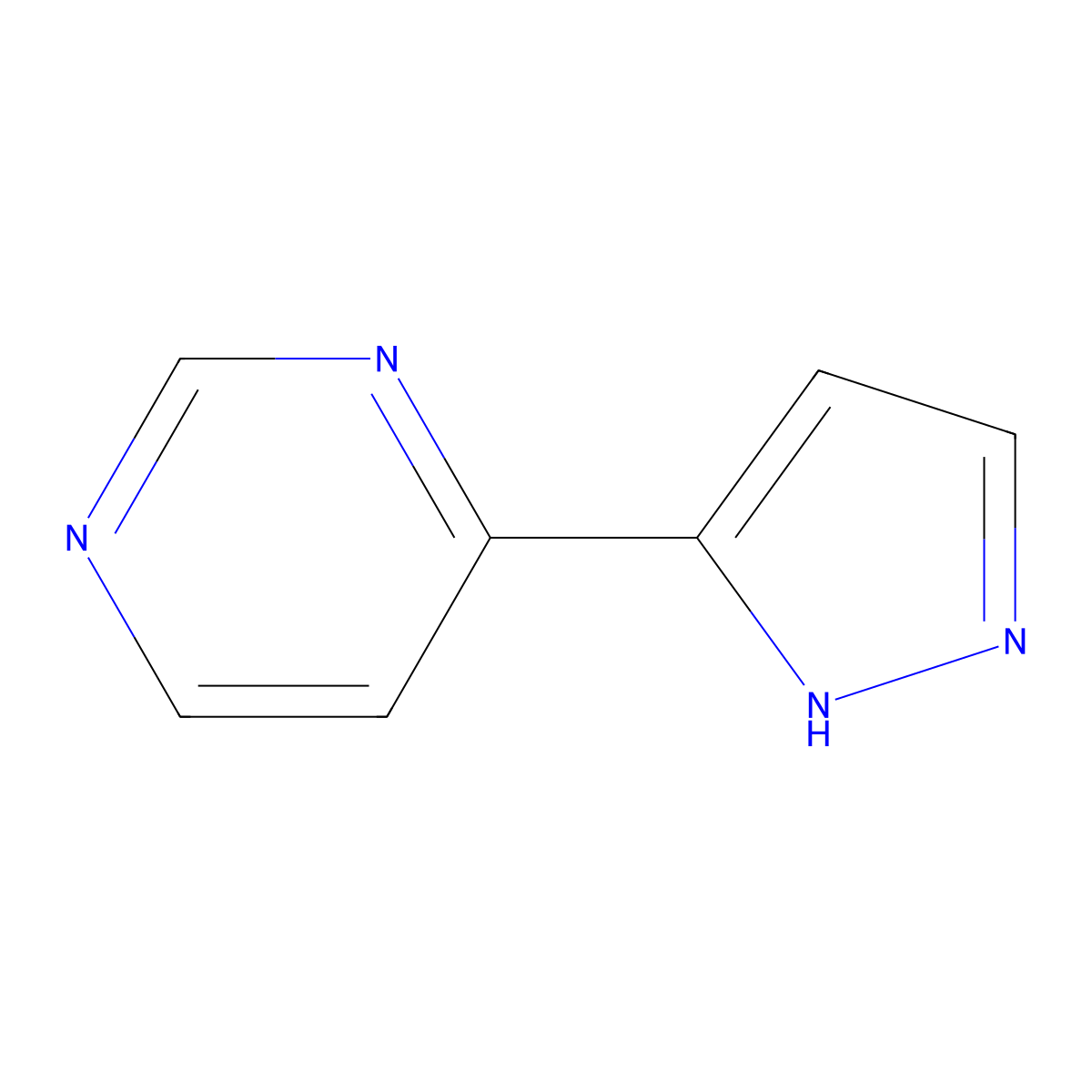 4-(1H-pyrazol-3-yl)pyrimidine molecular structure, CAS 1190280-83-1