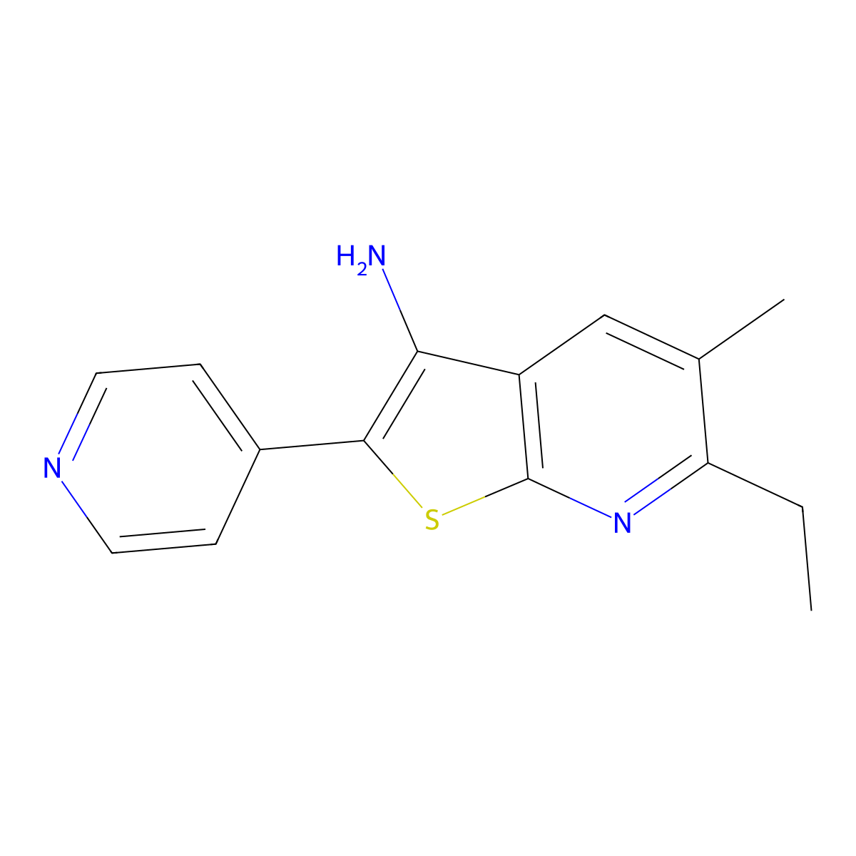 6-Ethyl-5-methyl-2-(pyridin-4-yl)thieno[2,3-b]pyridin-3-amine molecular structure, CAS 1190280-94-4