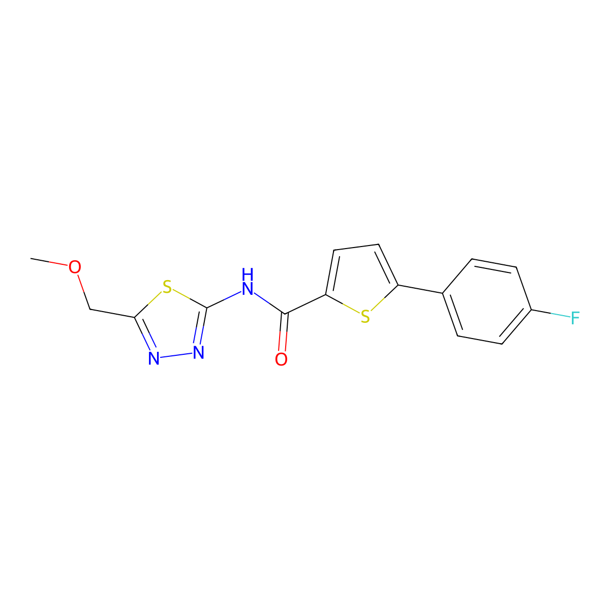5-(4-fluorophenyl)-N-(5-(methoxymethyl)-1,3,4-thiadiazol-2-yl)thiophene-2-carboxamide molecular structure, CAS 1190280-97-7