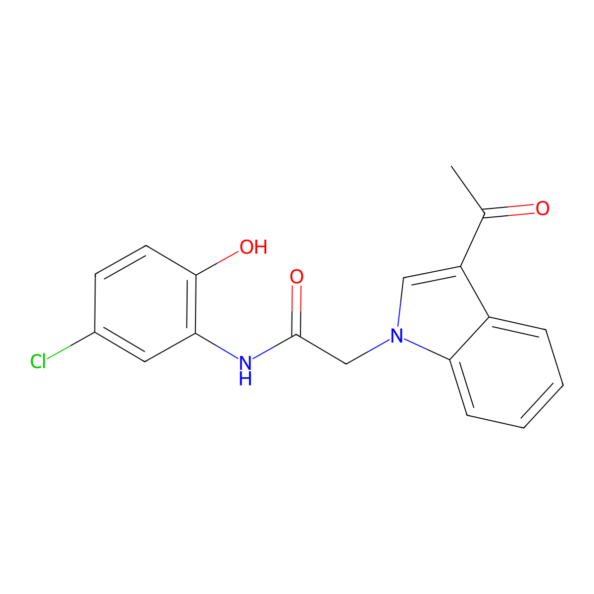 2-(3-acetyl-1H-indol-1-yl)-N-(5-chloro-2-hydroxyphenyl)acetamide molecular structure, CAS 1190281-00-5