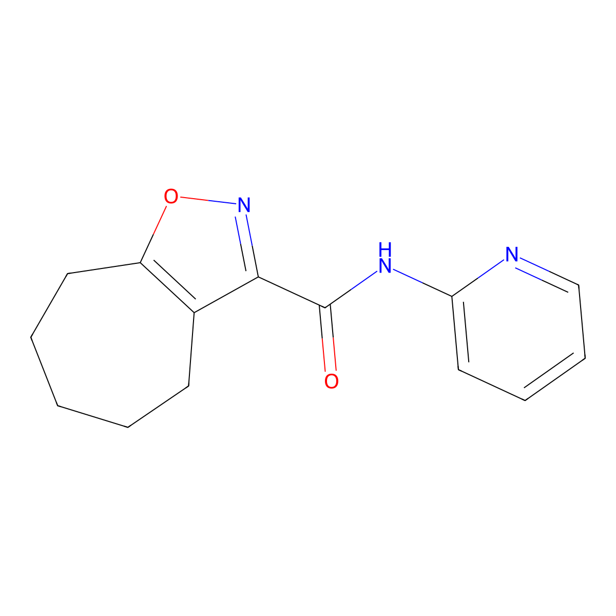 N-(pyridin-2-yl)-5,6,7,8-tetrahydro-4H-cyclohepta[d][1,2]oxazole-3-carboxamide molecular structure, CAS 1190281-17-4