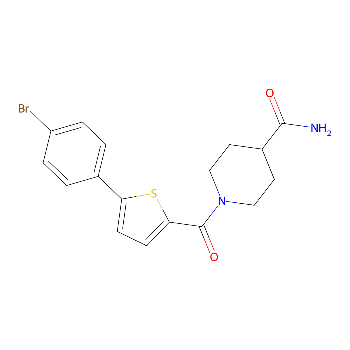 1-{[5-(4-Bromophenyl)thiophen-2-yl]carbonyl}piperidine-4-carboxamide molecular structure, CAS 1190281-29-8