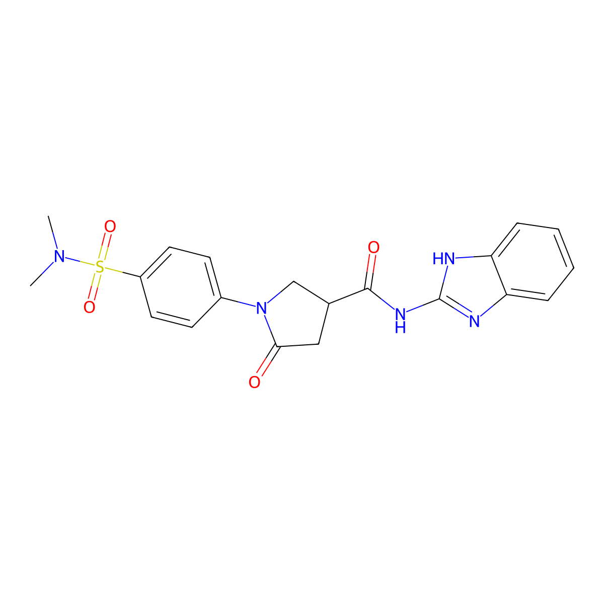 N-(1,3-dihydro-2H-benzimidazol-2-ylidene)-1-[4-(dimethylsulfamoyl)phenyl]-5-oxopyrrolidine-3-carboxamide molecular structure, CAS 1190281-43-6