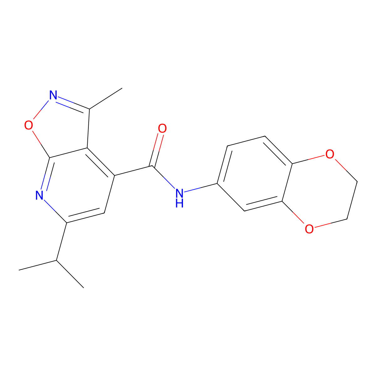 N-(2,3-dihydro-1,4-benzodioxin-6-yl)-3-methyl-6-(propan-2-yl)[1,2]oxazolo[5,4-b]pyridine-4-carboxamide molecular structure, CAS 1190281-52-7