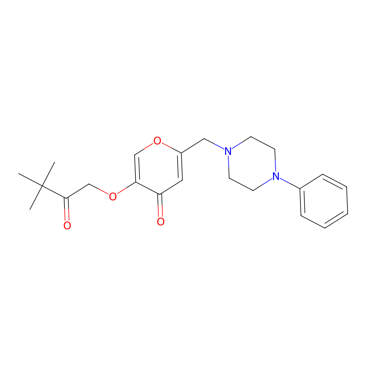 5-(3,3-dimethyl-2-oxobutoxy)-2-[(4-phenylpiperazin-1-yl)methyl]-4H-pyran-4-one molecular structure, CAS 1190281-60-7